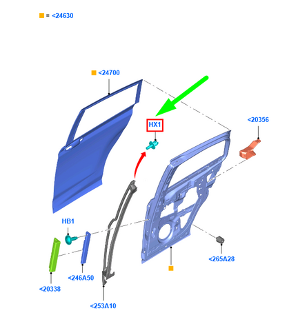 new ford b-max b232 rear door rivet retainer 1806708 w716765-s300 original