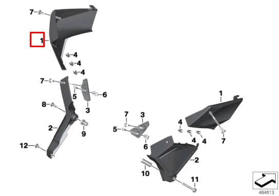 NEW BMW K61 K 1600 BAGGER LEFT COVER FRAME UPPER SECTION 77318393417 ORIGINAL