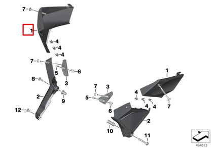 NEW BMW K61 K 1600 BAGGER LEFT COVER FRAME UPPER SECTION 77318393417 ORIGINAL