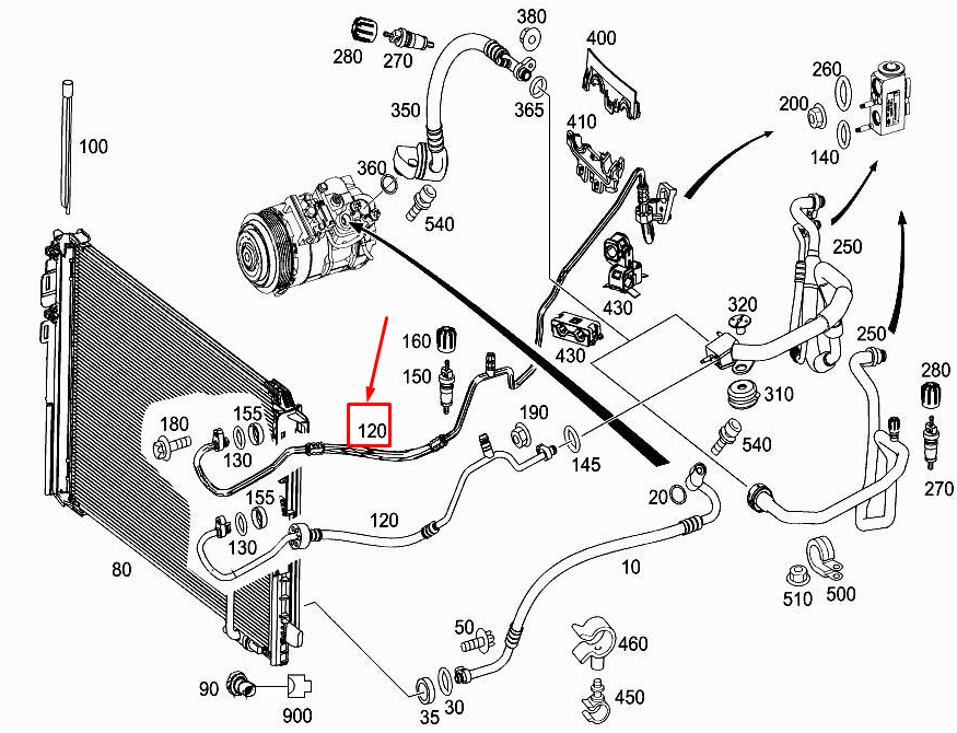 new mercedes-benz e coupe c207 a/c refrigerant line a2078302615 original