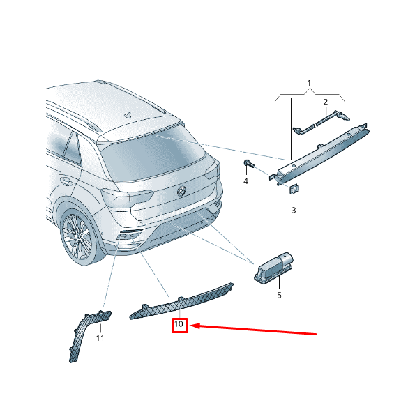 new vw t-roc a1 rear right bumper light reflector 2ga945106a original