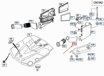 NEW MERCEDES-BENZ GL X164 ENGINE AIR DUCT HOSE REAR LEFT A1645051961 ORIGINAL