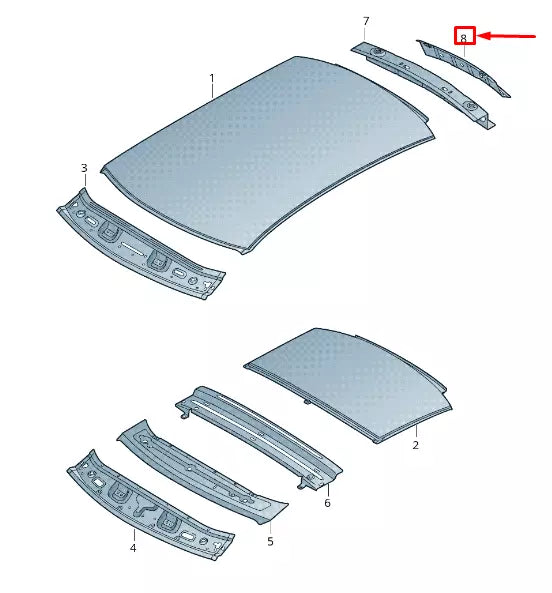 NEW AUDI RS3 REAR INNER ROOF FRAME 8V3817983