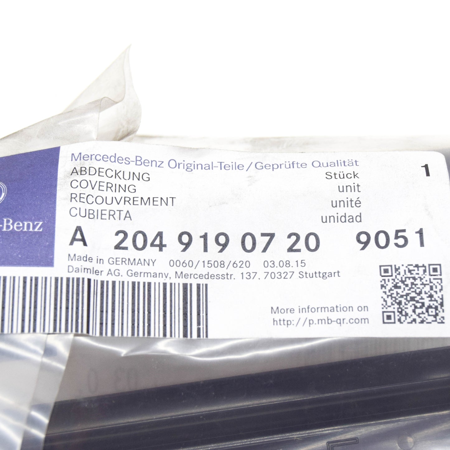 NEW MB C W204 FRONT LEFT SEAT REAR INNER LEFT COVER A20491907209051 ORIGINAL