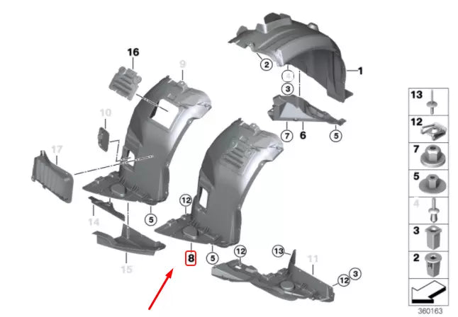 NEW BMW M3 E92 FRONT RIGHT WHEEL HOUSING LINER FRONT PART 51717899816 ORIGINAL