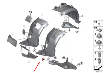 NEW BMW M3 E92 FRONT RIGHT WHEEL HOUSING LINER FRONT PART 51717899816 ORIGINAL
