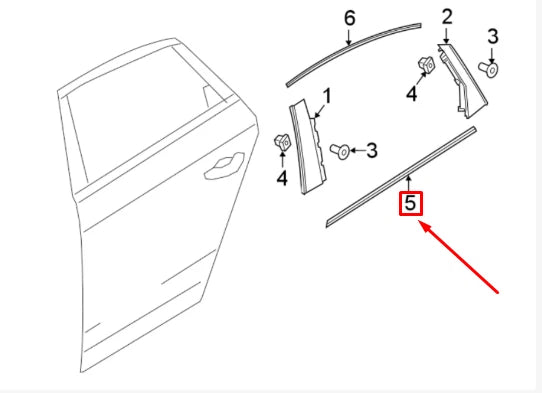 NEW AUDI A4 B9 REAR LEFT DOOR WINDOW BELT MOLDING 8W0853763E2ZZ ORIGINAL