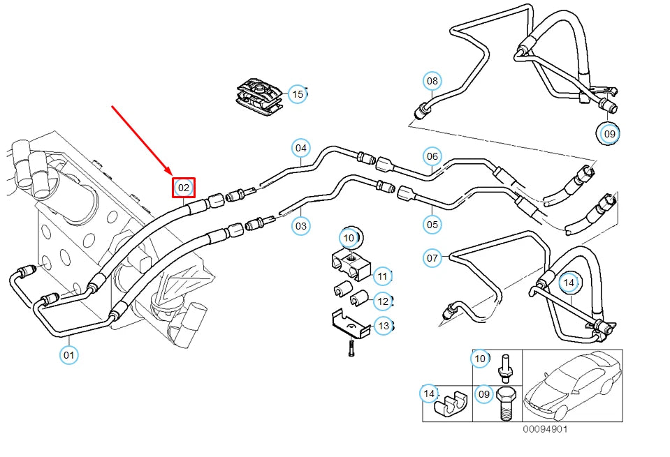 NEW BMW 7 E65 DYNAMIC DRIVE VALVE BLOCK PRESSURE LINE 37136753032 ORIGINAL