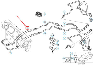 NEW BMW 7 E65 DYNAMIC DRIVE VALVE BLOCK PRESSURE LINE 37136753032 ORIGINAL