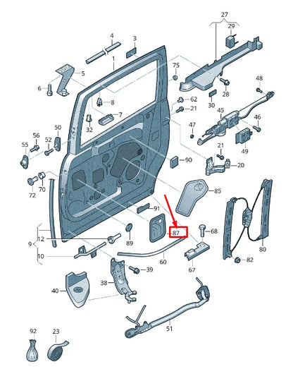 NEW VW SHARAN 7N REAR LEFT DOOR INNER PANEL COVER 7N0843781E