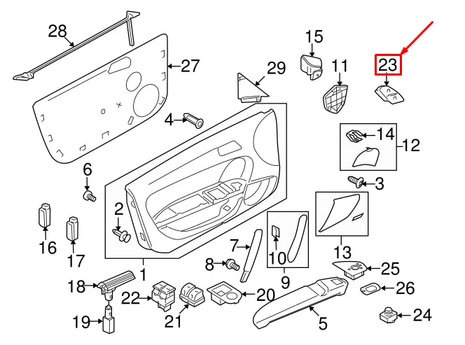 NEW AUDI R8 SPYDER 42 RIGHT DOOR LOCK SWITCH RHD 8J2962108A5PR ORIGINAL