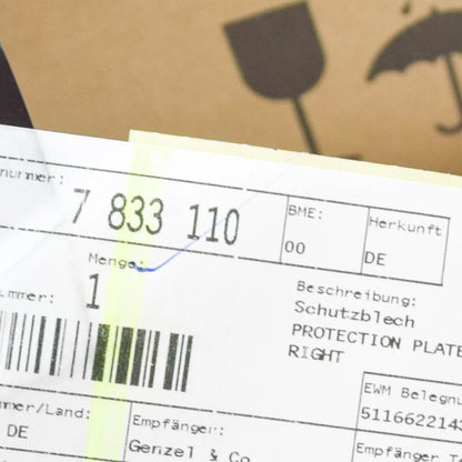 NEW BMW Z4 E85 FRONT RIGHT WHEEL BRAKE DISC PROTECTION PLATE 34117833110