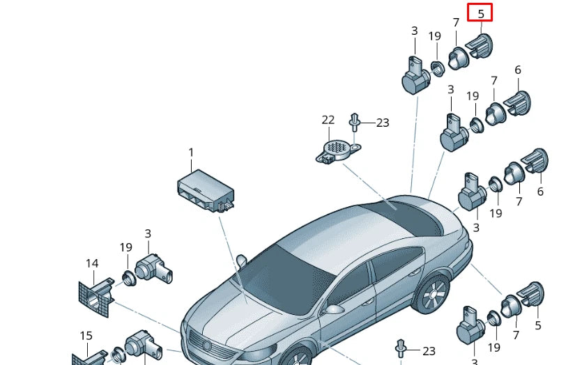 NEW VW PASSAT CC 357 REAR OUTER PARKTRONIC SENSOR HOLDER 3C8919491GRU