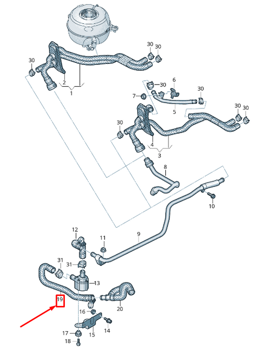 NEW AUDI A6 4A C8 ENGINE COOLANT HOSE 4K0819374AB ORIGINAL