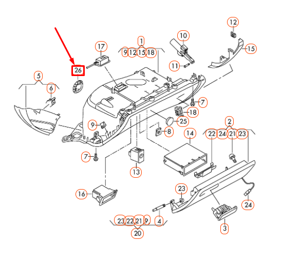 new audi a6 c7 glove compartment box valve 3b081635501c original