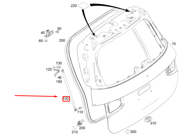 new mb glb x247 rear panel door left pneumatic spring a2479800364 original