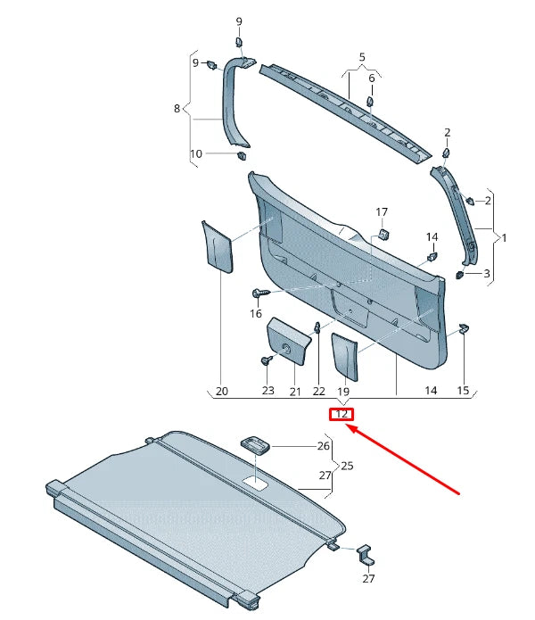 NEW VW GOLF 5G MK7 REAR LID LOWER INTERIOR TRIM PANEL 5G9867605B82V ORIGINAL