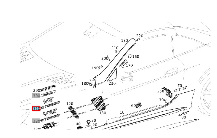 NEW MERCEDES-BENZ SL R231 WING LEFT MANUFACTURER BADGE A2318170400 ORIGINAL