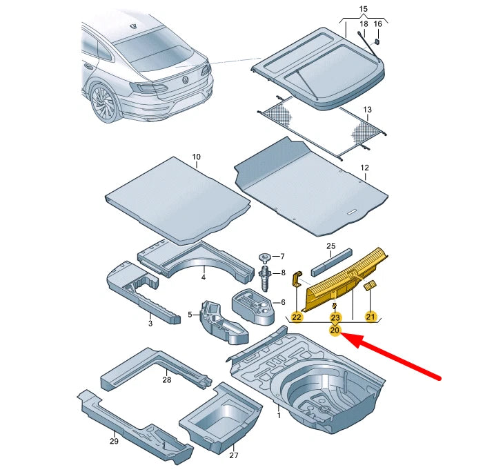 NEW VOLKSWAGEN ARTEON 3H7 TRUNK LOCK CARRIER TRIM 3G8863459D82V ORIGINAL