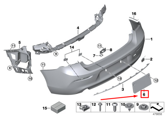new bmw 1 f21 rear bumper licence plate base 7397533 51137397533 original