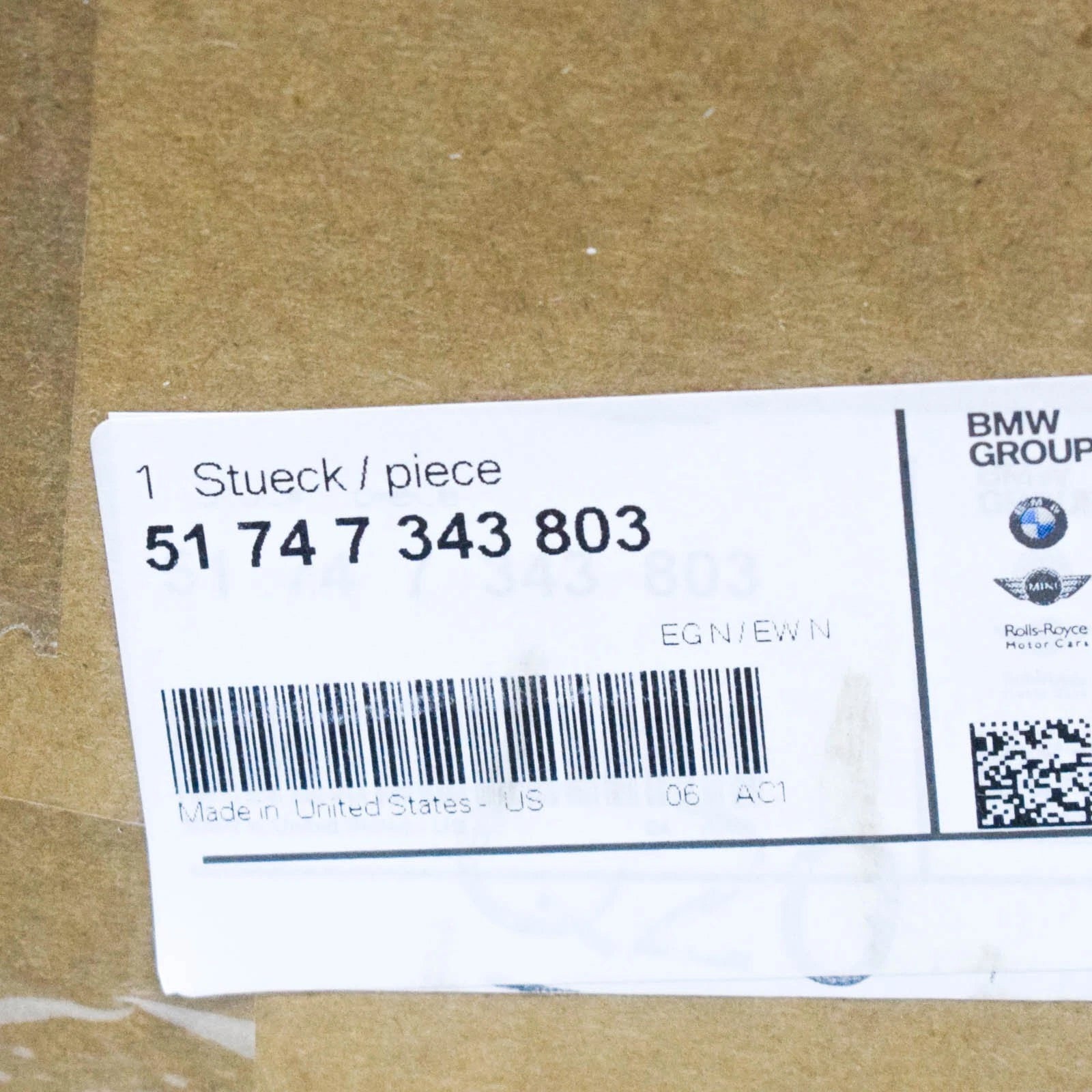 NEW BMW X5 F15 FRONT LEFT BRAKE AIR DUCT 51747343803 7343803 2015 ORIGINAL