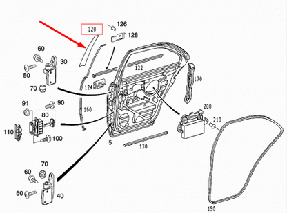 NEW MB S-CLASS W220 REAR RIGHT DOOR EXTERIOR B-PILLAR TRIM A2206901287 ORIGINAL
