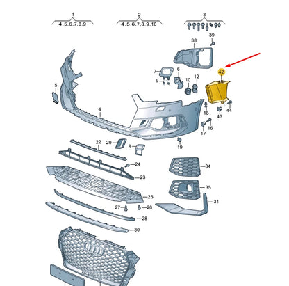 NEW AUDI RS4 B9 AVANT QUATTRO FRONT BUMPER LEFT AIR GUIDE 8W0121763CT94