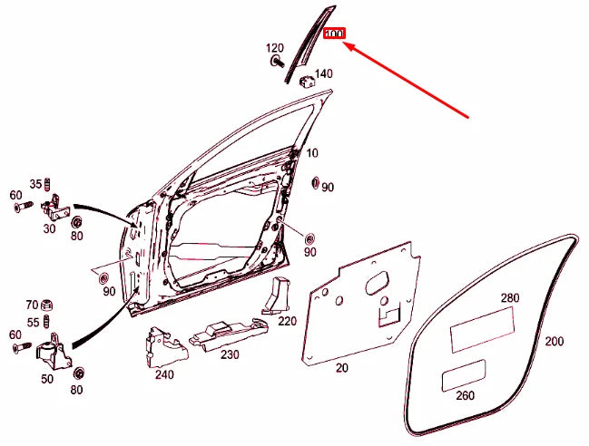 NEW MB C W205 FRONT RIGHT DOOR B-PILLAR OUTSIDE MOLDING A2056900887 ORIGINAL
