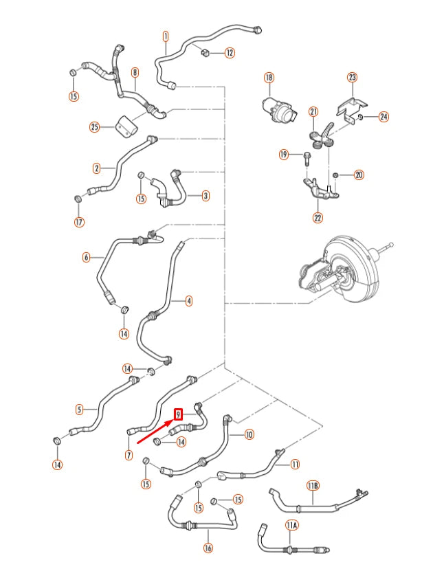 NEW VOLKSWAGEN BEETLE 9C BRAKE SERVO VACUUM PIPE 1J0612041FD ORIGINAL
