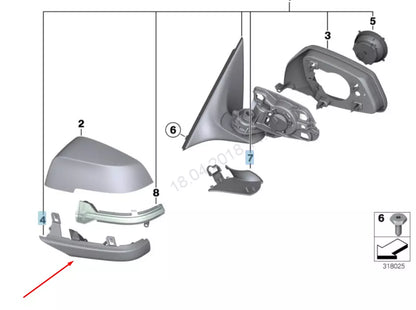 NEW BMW 5 GT F07 RIGHT WING MIRROR LOWER COVER 51167308656 67308656 2015