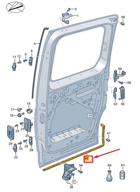 new vw caddy sb mk4 right lower sliding door seal 2k4843794a original