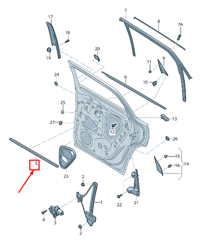 new skoda karoq nu rear right inner window aperture seal 575839472a original