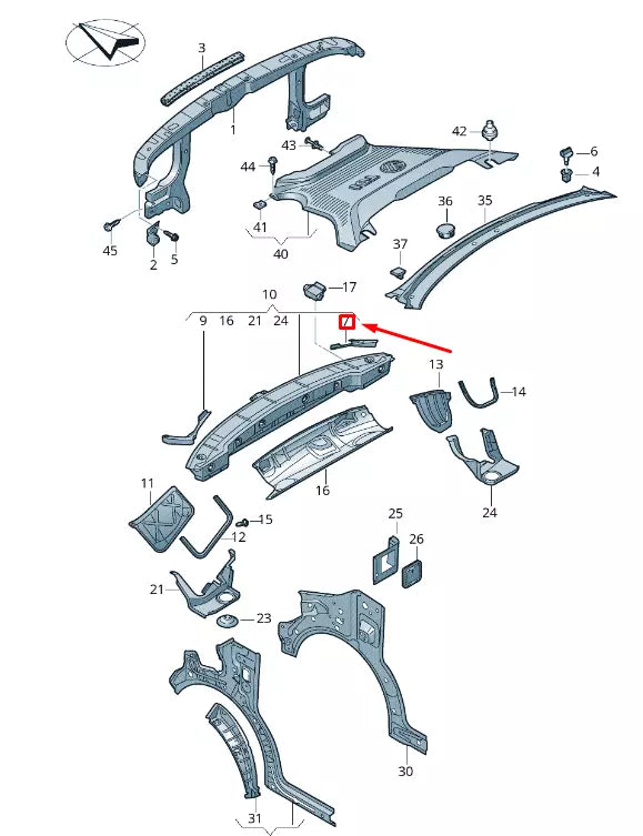 NEW VW TRANSPORTER VI T6 RIGHT BONNET STAY MOUNTING 7E0805066