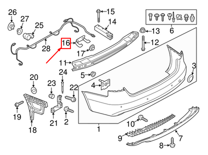 new audi a4 avant b8 rear center impact beam securing strip 8k5807861 original