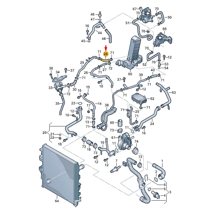 NEW VW TOUAREG 7P MK2 COOLANT HOSE 057121052B