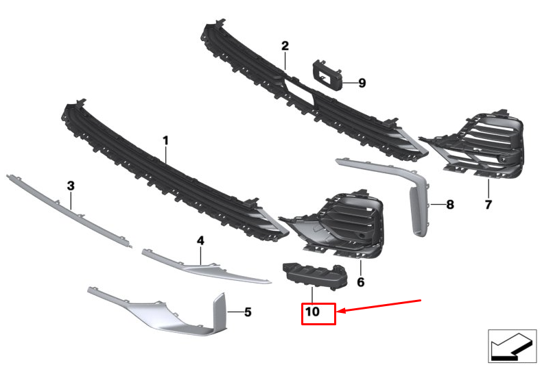 new bmw x7 g07 front left bumper fog lamp cover 51117498861 original