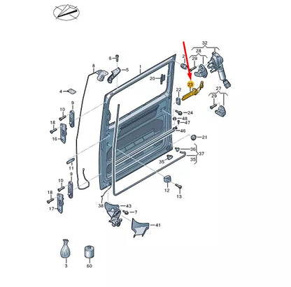 NEW VOLKSWAGEN TRANSPORTER T5 SLIDING DOOR LEFT HINGE 7E0843335A