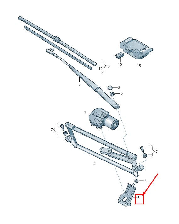 NEW VW EOS 1F WINDSHIELD WIPER MOTOR BRACKET LHD 1K1955623A ORIGINAL