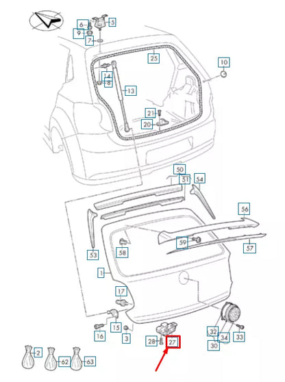 NEW VW POLO 6R, 6C REAR TAILGATE LOCK 6R0827505G 9B9 6R0827505G9B9 ORIGINAL