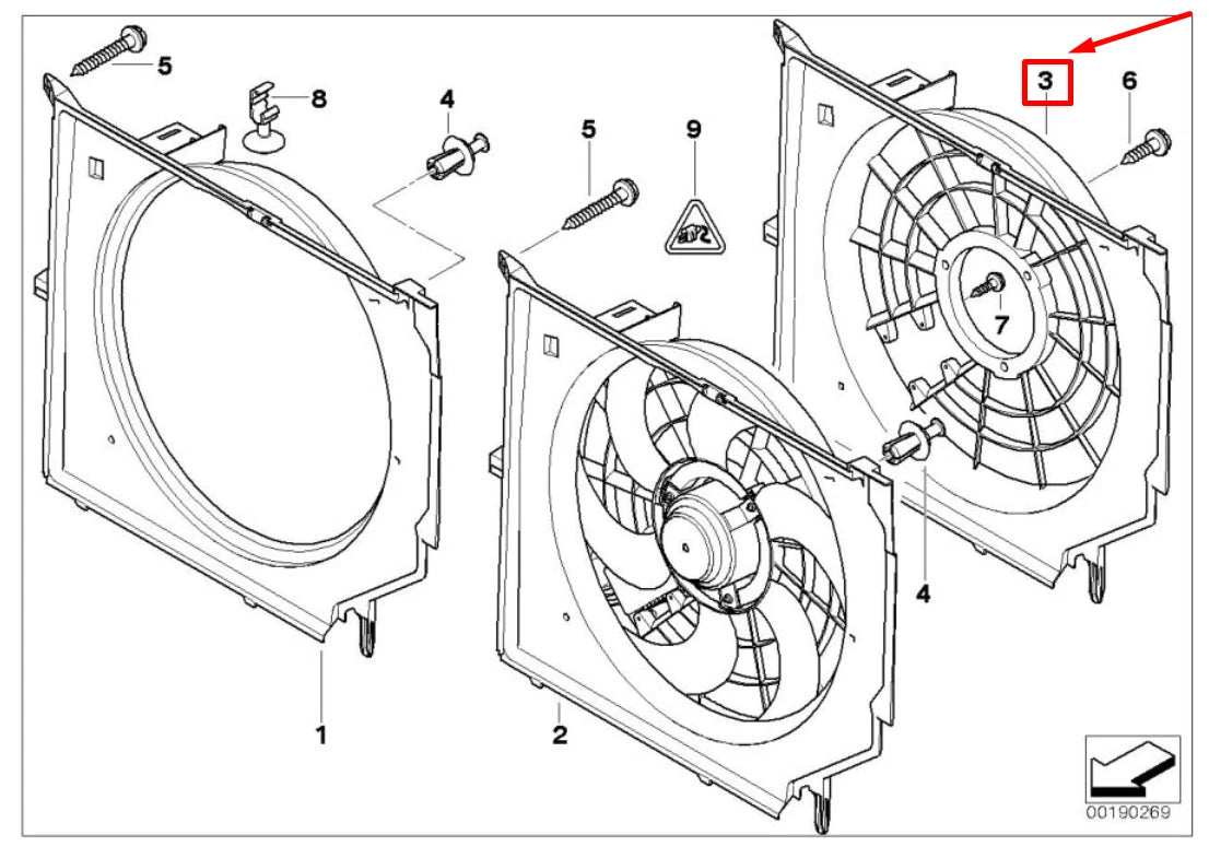 NEW BMW 3 E46 RADIATOR FAN SHROUD 17117511168 7511168 ORIGINAL