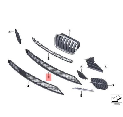 NEW BMW X5 E70 FRONT BUMPER LOWER GRILLE 51117222854 ORIGINAL