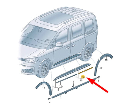 NEW VW CADDY MK4 SB REAR RIGHT DOOR PROTECTIVE STRIP 2K78535363Q7