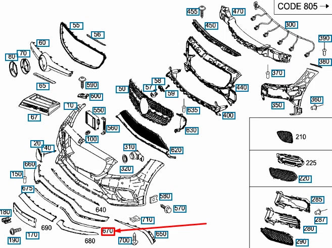 NEW MERCEDES-BENZ CLS C218 AMG FRONT BUMPER LEFT MOLDING A2188852774 ORIGINAL