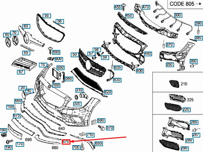 NEW MERCEDES-BENZ CLS C218 AMG FRONT BUMPER LEFT MOLDING A2188852774 ORIGINAL