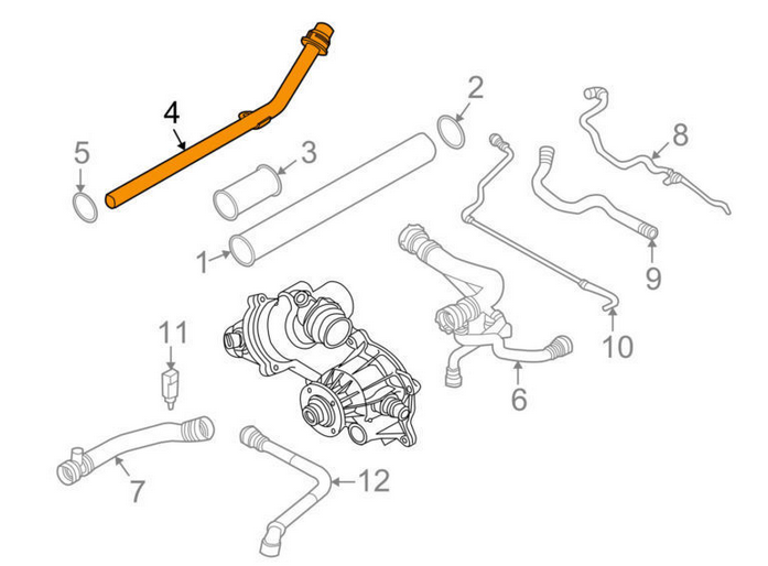 new bmw 7 e65 heater return pipe 11537502793 4.8 petrol 268kw original