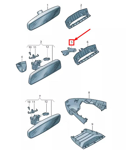 NEW VW T-ROC A11 INTERIOR REAR VIEW MIRROR COVER CAP 2GA8575939B9
