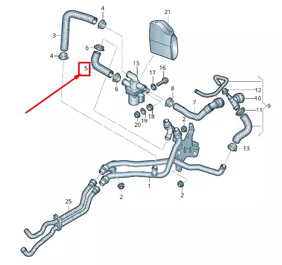 NEW VW TOURAN 5T ENGINE COOLANT HOSE 5QA819307L
