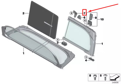 NEW BMW 4 F33, F83 RIGHT WIND DEFLECTOR TOP STOP 54347351100 7351100 ORIGINAL