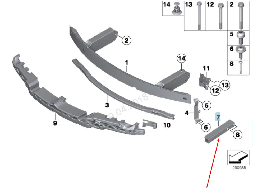 NEW BMW 6 F06 FRONT BUMPER LEFT DEFORMATION ELEMENT 51117231967 2016 ORIGINAL