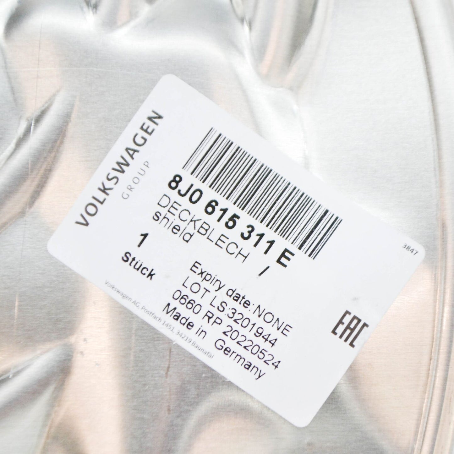 NEW AUDI A3 SPORTBACK 8P FRONT LEFT DUST SHIELD 8J0615311E ORIGINAL